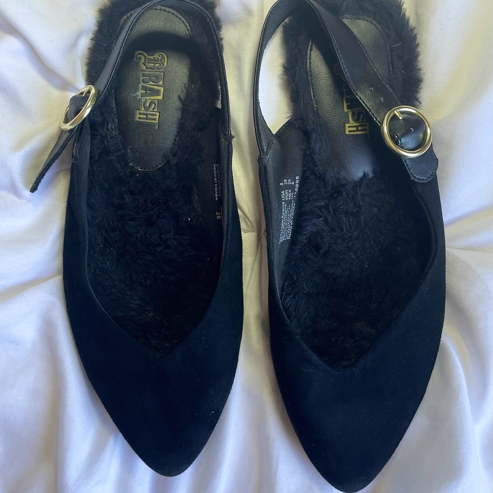 Point fur loafers